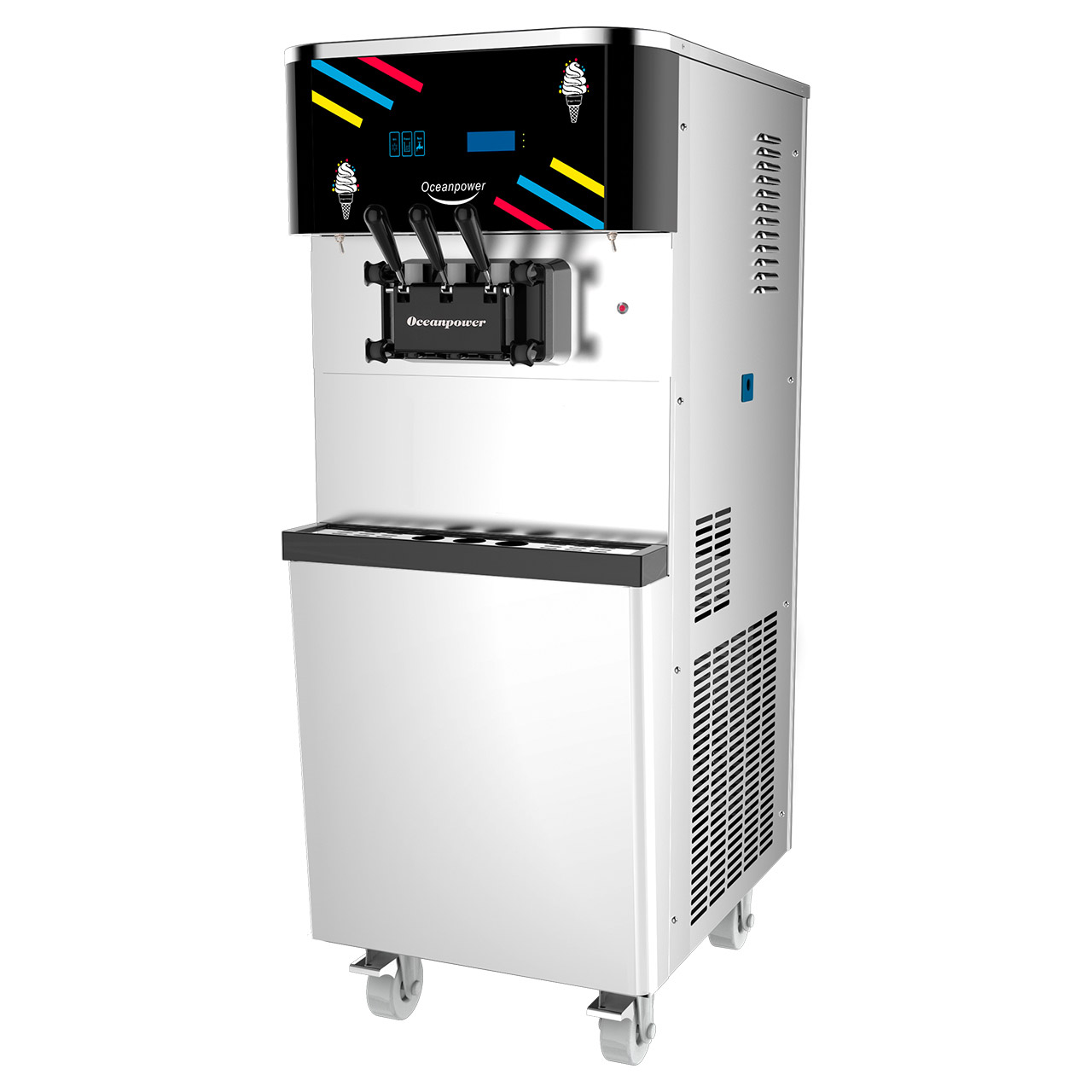 Professionele staande softijsmachine 2 smaken + mengsel (luchtcondensator) - Slagroomautomaat.n